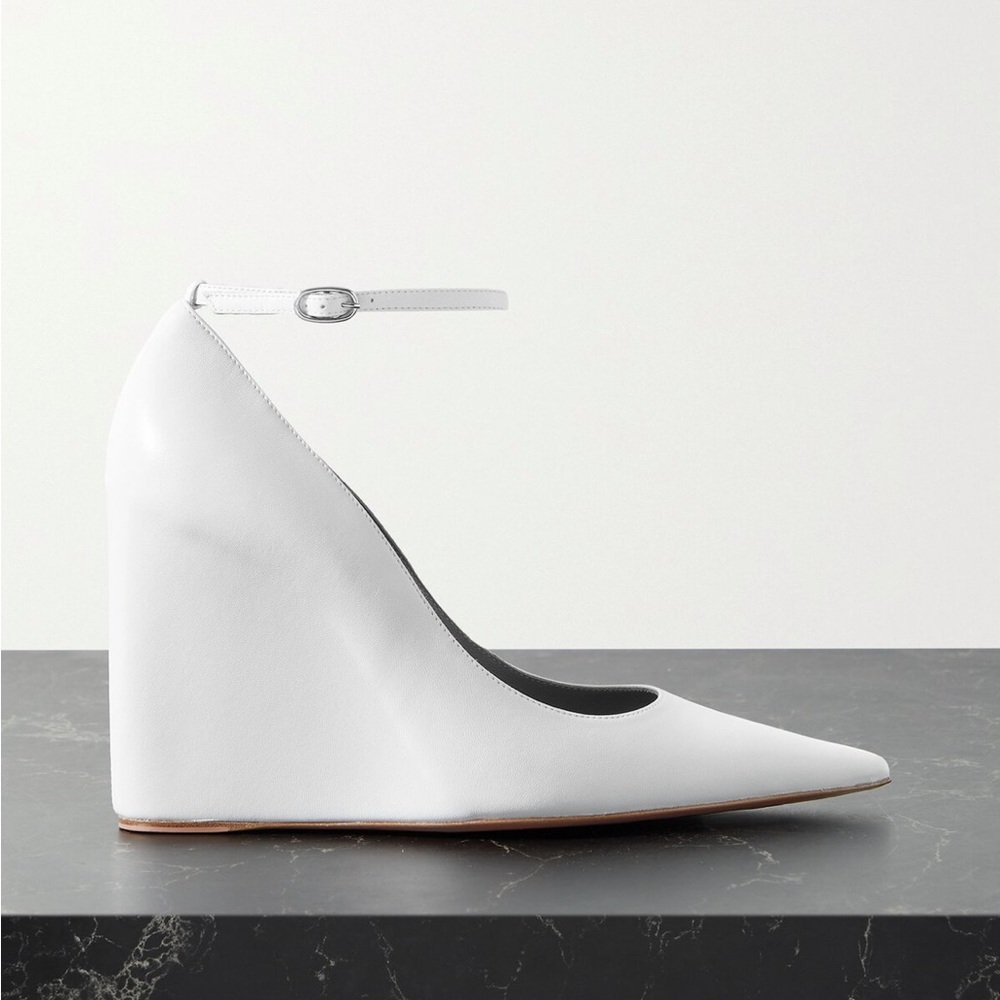 Amina Muaddi Pernille leather wedge pumps size 39